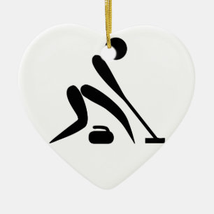 Curling Pictograph Ceramic Ornament