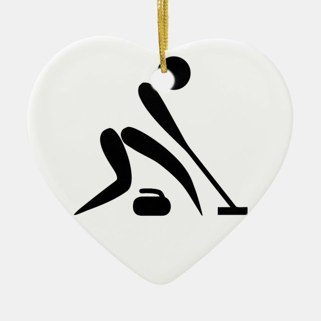Curling Pictograph Ceramic Ornament (Front)