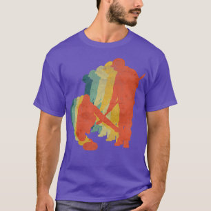 Curling Players On Ice Retro Vintage Colour T-Shirt