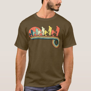 Curling Players On Ice Retro Vintage Sunset Rainbo T-Shirt