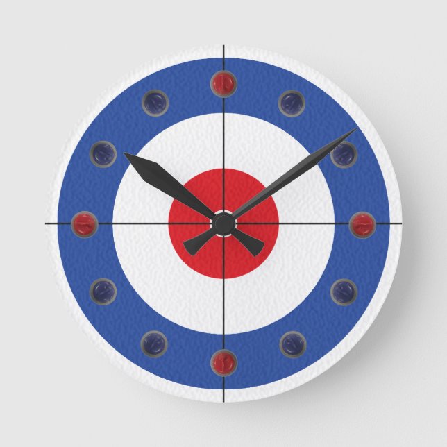 Curling Rock Marker Clock- (Blue) Round Clock (Front)