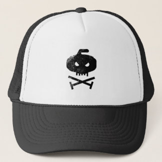 Curling Rock skull and cross bones Trucker Hat