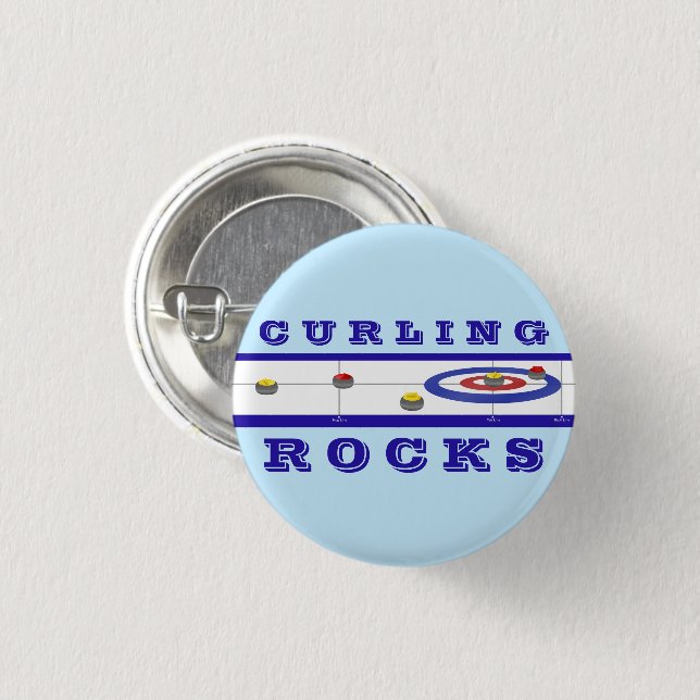 Curling Rocks 1 Inch Round Button (Front & Back)