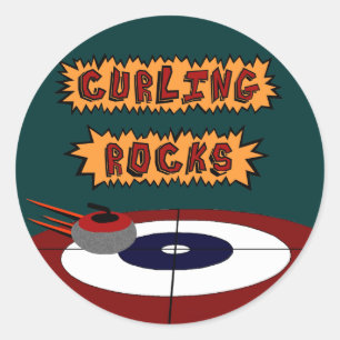 Curling Rocks Classic Round Sticker