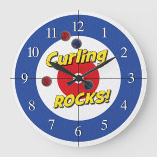 "Curling ROCKS!" Curler's Clock - (Blue)