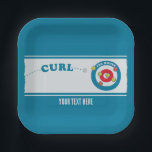 Curling sheet Curling stones Paper Plate<br><div class="desc">An illustration of a curling rink,  called a curling sheet. This design has a diagram explaining some common cooling terminology. Includes curl and  house guard.</div>