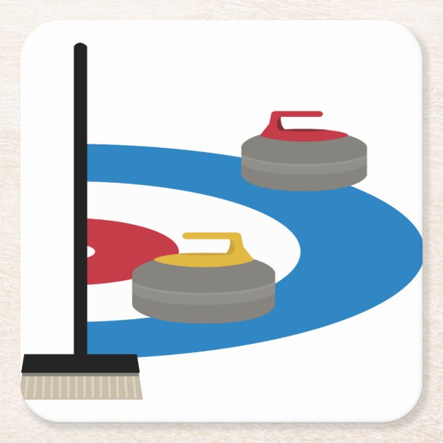 Curling Sport Square Paper Coaster (Front)