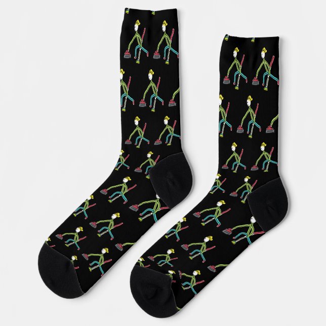 Curling Stickman Socks (Left)