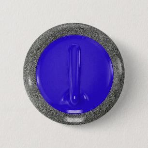 Curling Stone Blue Sports Fun 2 Inch Round Button