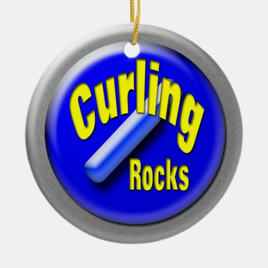 Curling stone ceramic ornament