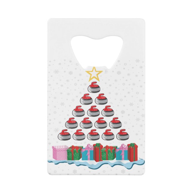 Curling stone christmas tree for curling lovers.pn credit card bottle opener (Front)