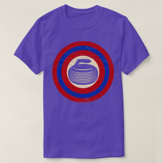 Curling Stone Distressed Circle T-Shirt (Design Front)