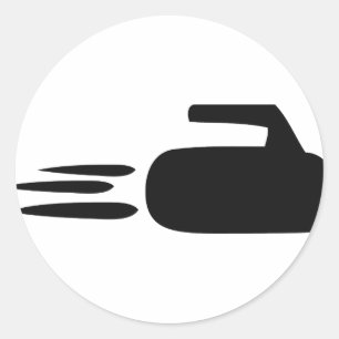 curling stone icon classic round sticker