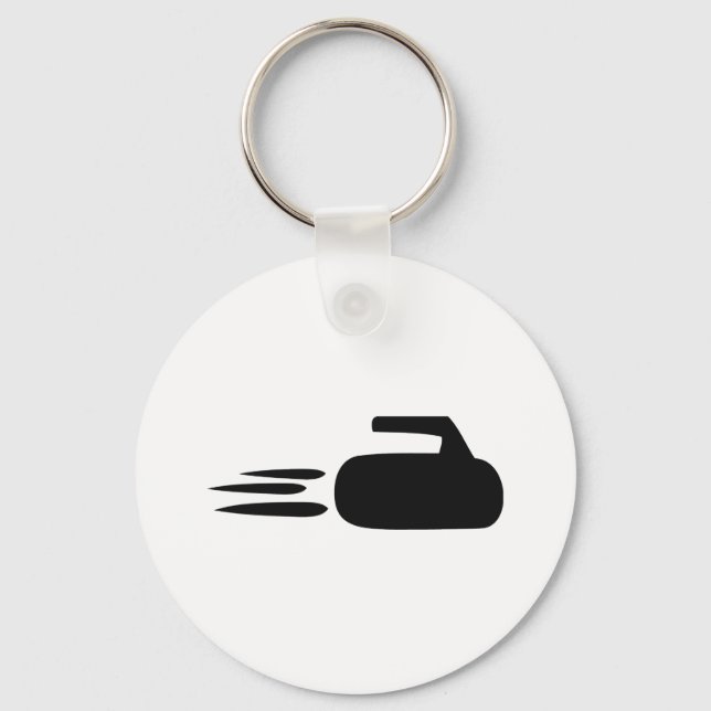 curling stone icon keychain (Front)