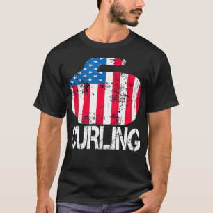 Curling Stone  US Flag Rock Curler for Curling T-Shirt