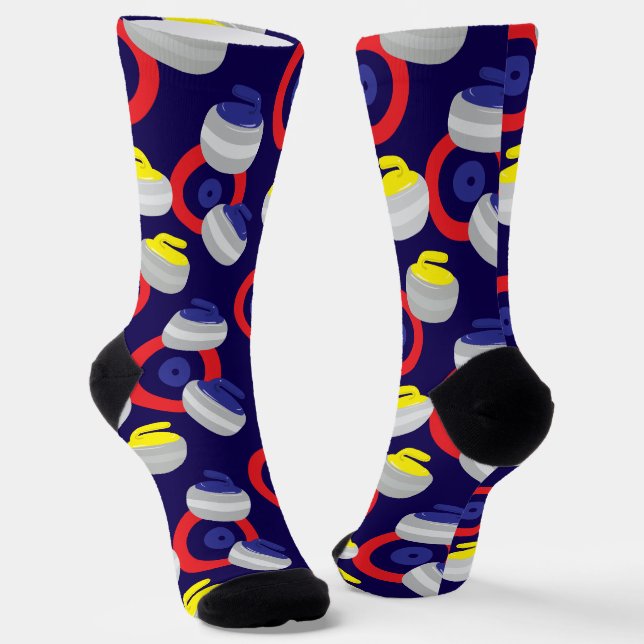 Curling Stones and Targets Pattern Socks (Angled)