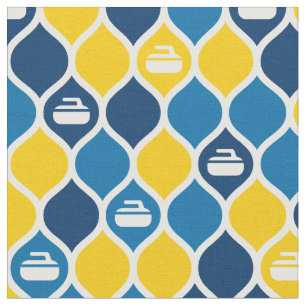 Curling Tile Fabric - Blue/Yellow