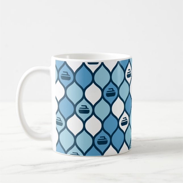 Curling Tile Mug - Blue/White (Left)