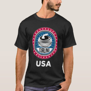 Curling USA Support the Team Tshirt USA Flag Curl