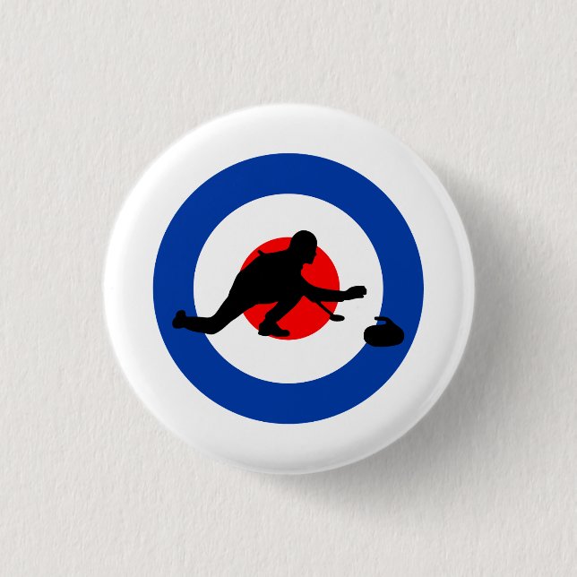 Curling Winter Ice Sport Curler Bullseye 1 Inch Round Button (Front)