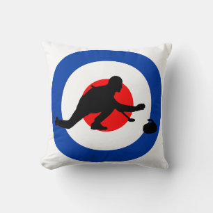 Curling Winter Ice Sport Curler Bullseye Throw Pillow