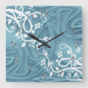 Curls Over Blue With Filigree Floral She Shed Square Wall Clock