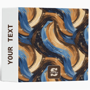 Curly Abstract Brushstrokes in Blue & Brown Binder