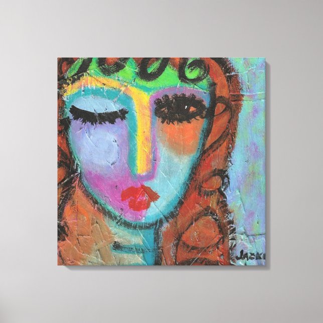 Curly Bangs Abstract Acrylic Painting on OSB Canvas Print (Front)