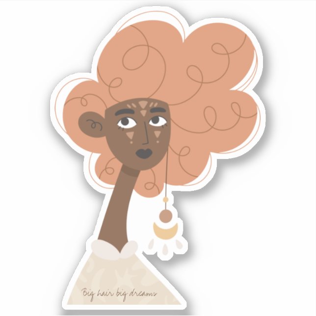 Curly big hair big dreams boho woman star  (Front)
