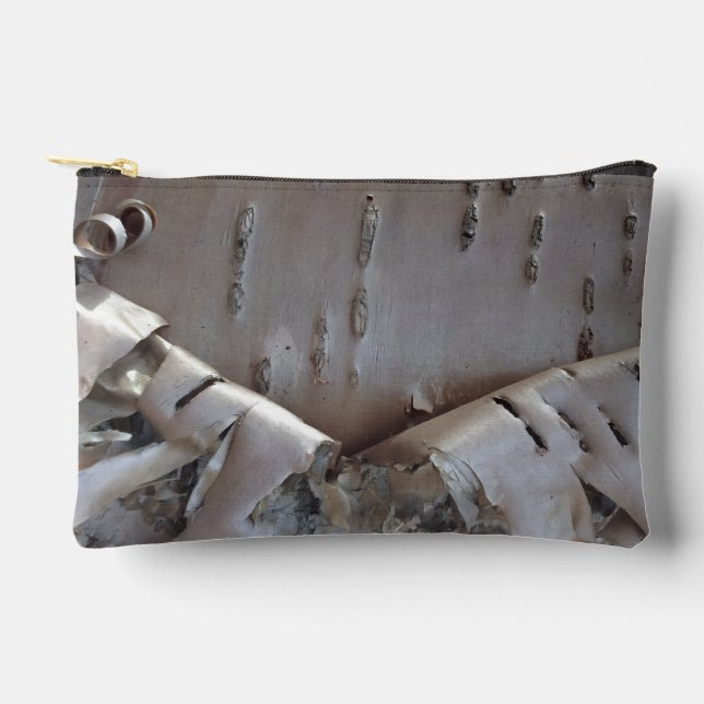 Curly Birch Bark Tree Rustic Accessory Pouch (Front)
