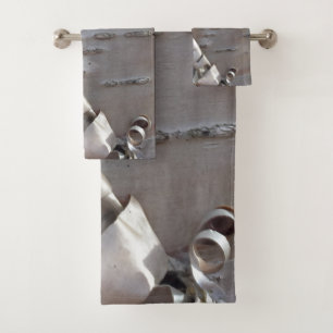 Curly Birch Bark Tree Rustic Bath Towel Set