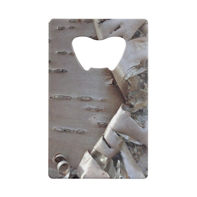 Curly Birch Bark Tree Rustic  Credit Card Bottle Opener (Front)