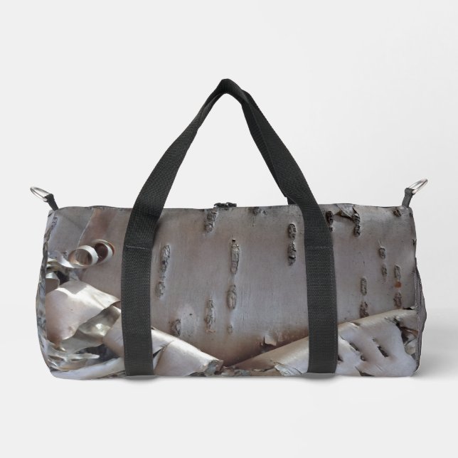 Curly Birch Bark Tree Rustic Duffle Bag (Front)