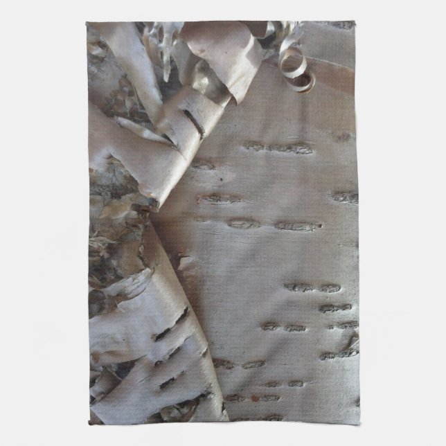 Curly Birch Bark Tree Rustic Kitchen Towel (Vertical)