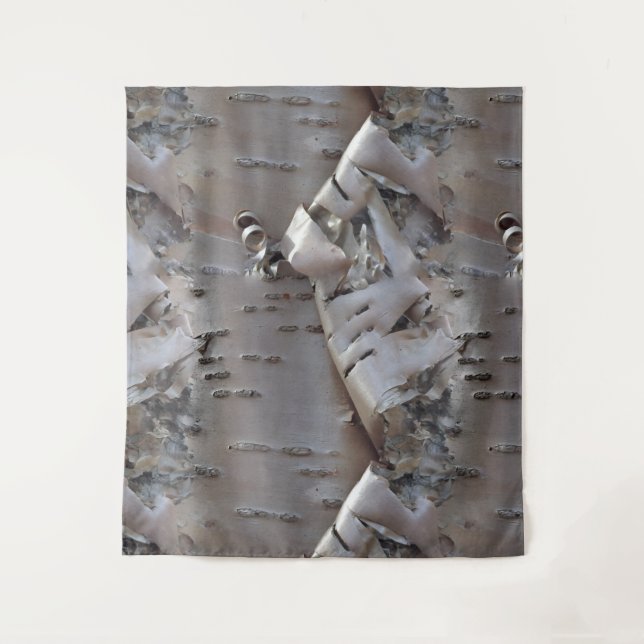 Curly Birch Bark Tree Rustic Tapestry (Front)