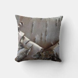 Curly Birch Bark Tree Rustic Throw Pillow