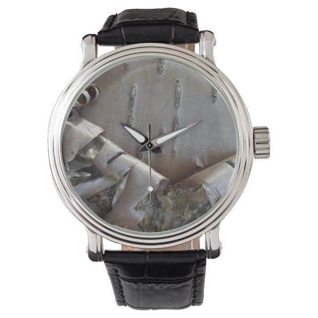 Curly Birch Bark Tree Rustic Watch (Front)