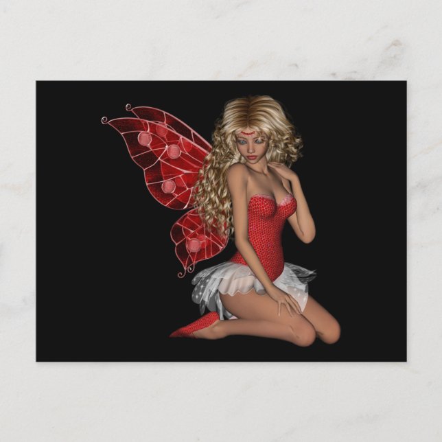 Curly Blonde 3D Fairy in Pink Postcard (Front)