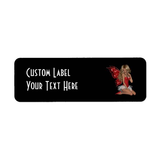 Curly Blonde 3D Fairy in Pink Return Address Label