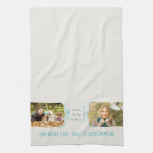 Curly Brackets 2 Photo Editable Mother's Day Kitchen Towel