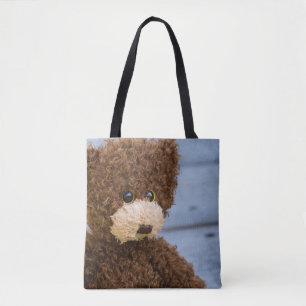 Curly Brown Teddy Bear Tote Bag