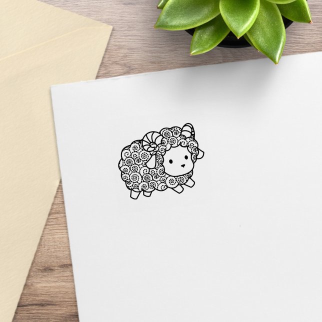 Curly Coat Little Sheep Ram 2 Rubber Stamp (Creator Uploaded)