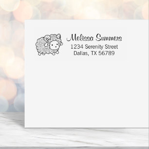 Curly Coat Little Sheep Ram Return Address Self-inking Stamp