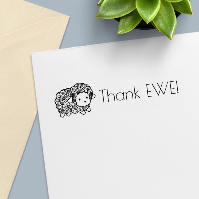 Curly Coat Little Sheep Thank Ewe (You) Self-inking Stamp (Creator Uploaded)