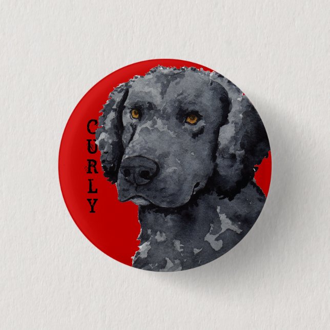 Curly-Coated Retriever Colour Block 1 Inch Round Button (Front)