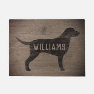 Curly Coated Retriever Dog Silhouette Personalized Doormat
