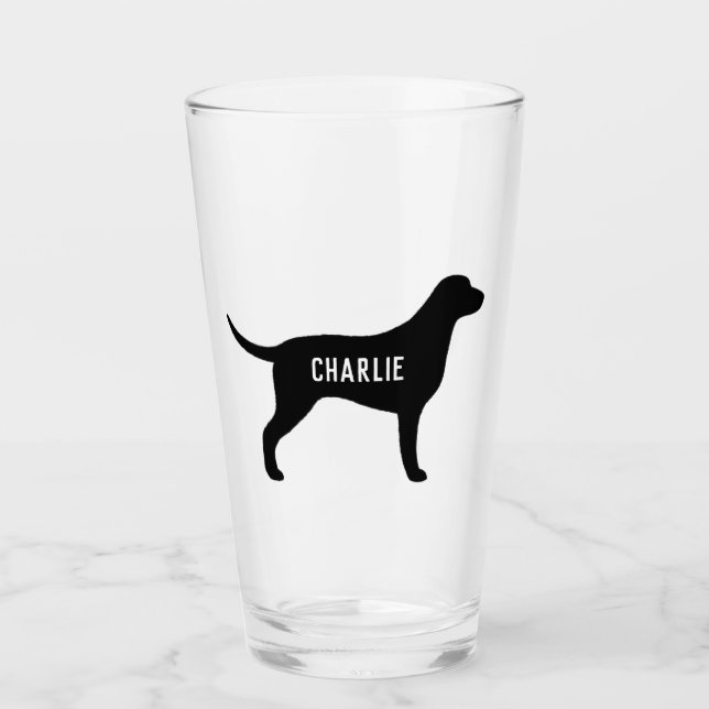 Curly Coated Retriever Dog Silhouette Personalized Glass (Front)
