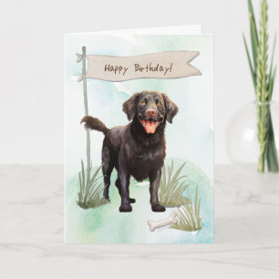 Curly Coated Retriever Dog Under Birthday Sign Card