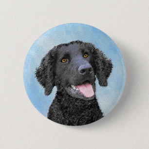 Curly-Coated Retriever Painting - Original Dog Art 2 Inch Round Button