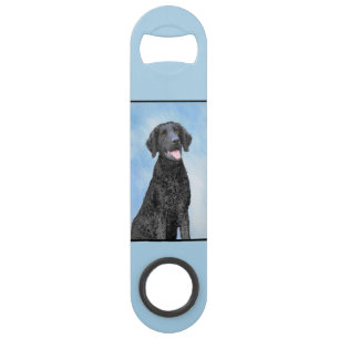 Curly-Coated Retriever Painting - Original Dog Art Bar Key